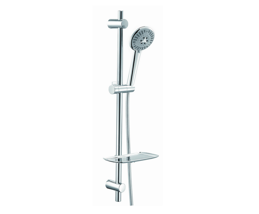 Athena Chrome Slide Rail Kit with Flex Hose and 6 Jet Hand Shower