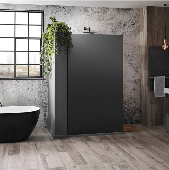 Mono Black Frosted 8mm Walk In Panel 1200mm with Stabilising Bar