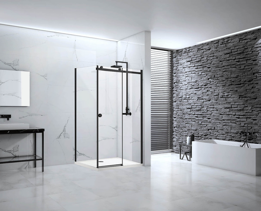 Sphere Matt Black Sliding Door Shower Enclosure 1200mm