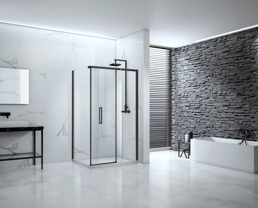 Onyx Matt Black Sliding Door Shower Side Panel - Select Size