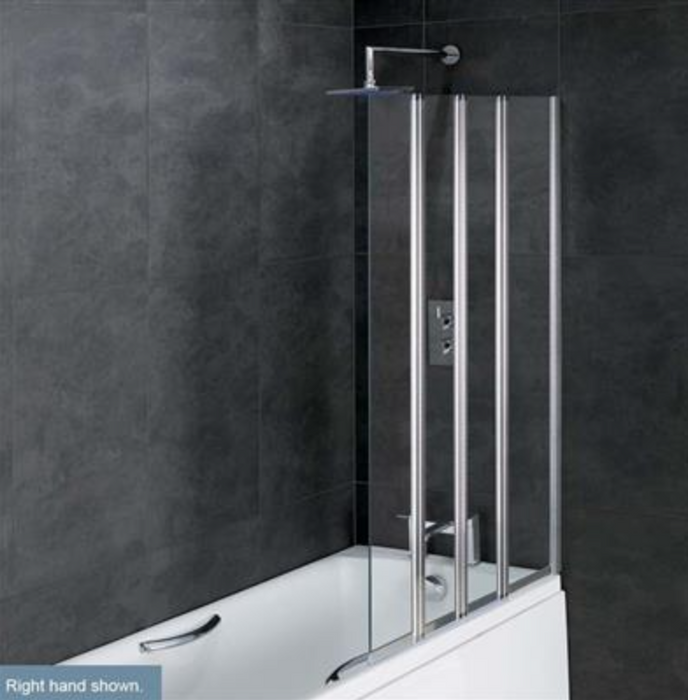 Volente Chrome Fixed Folding Bath Screen 1000mm
