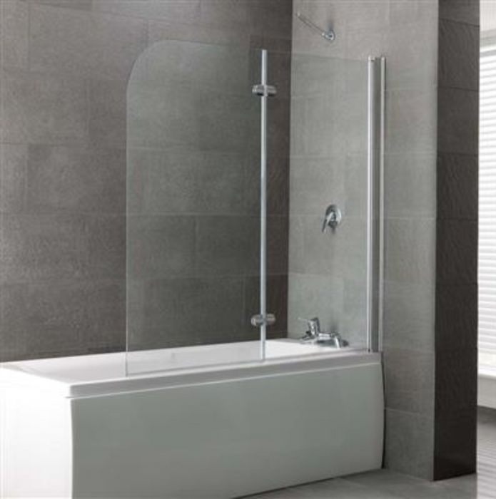 Volente Chrome 2 Part Hinged Bath Screen 1550 x 1465mm