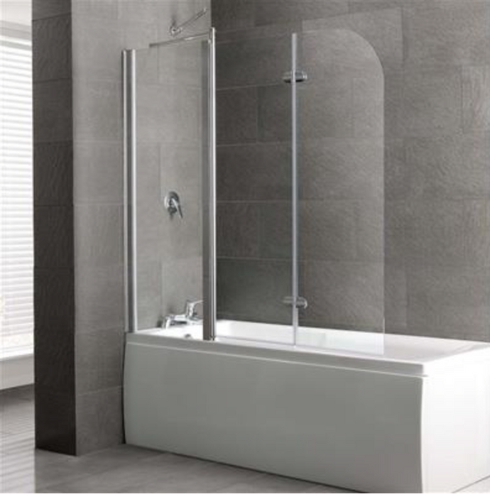 Volente Chrome 1 Fixed 2 Hinge Bath Screen Panel 1550 x 1475mm