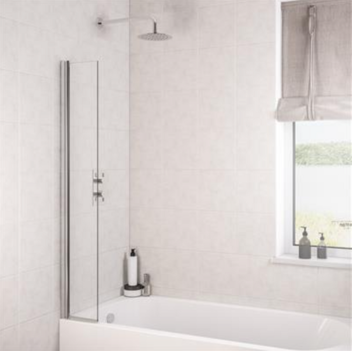 Radius Chrome Curved 6mm Bath Screen 800 x 1400mm