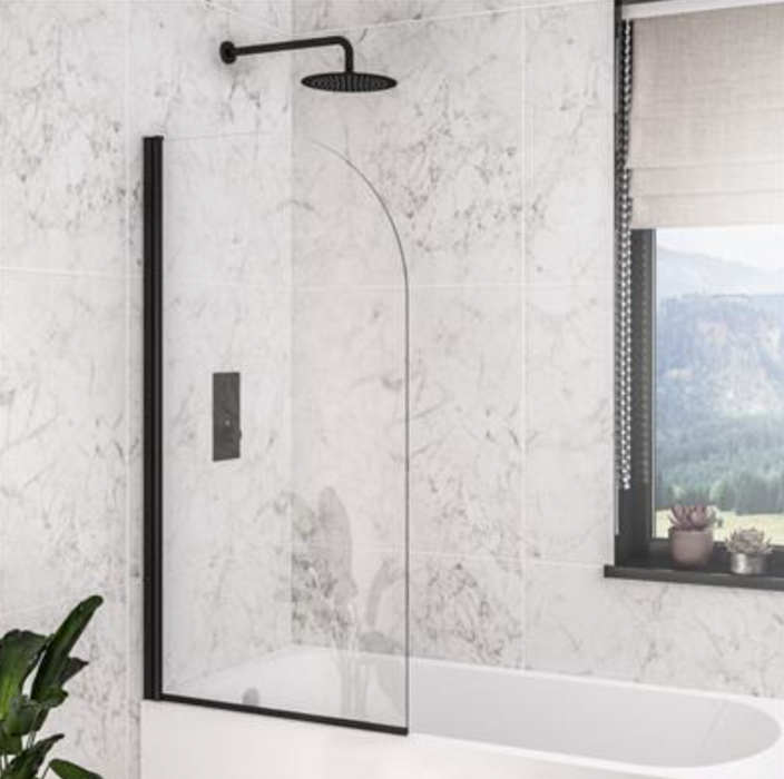 Radius Noir Black Square 6mm Bath Screen 800 x 1400mm