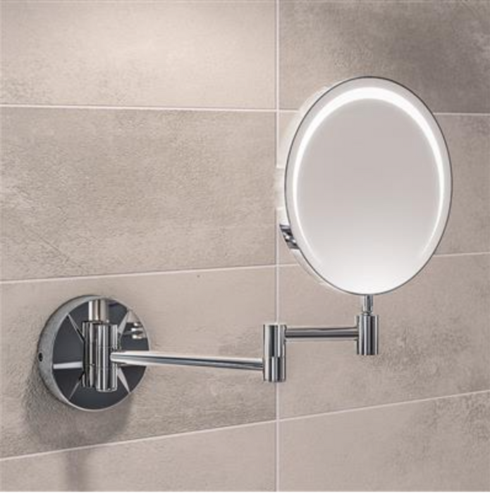 Round Frosted LED Double Swing Vanity Mirror