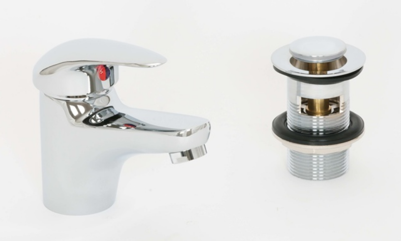 Barra Chrome Cloakroom Mono Basin Mixer with Push Waste