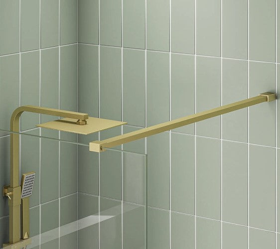 Pearl Brushed Brass Easy Clean 8mm Walk-in Glass Panel - 1000mm