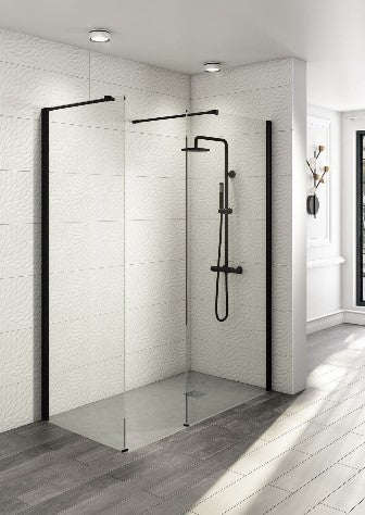 Noir Walk In Shower Enclosure 1200 x 700 - Matt Black Profile