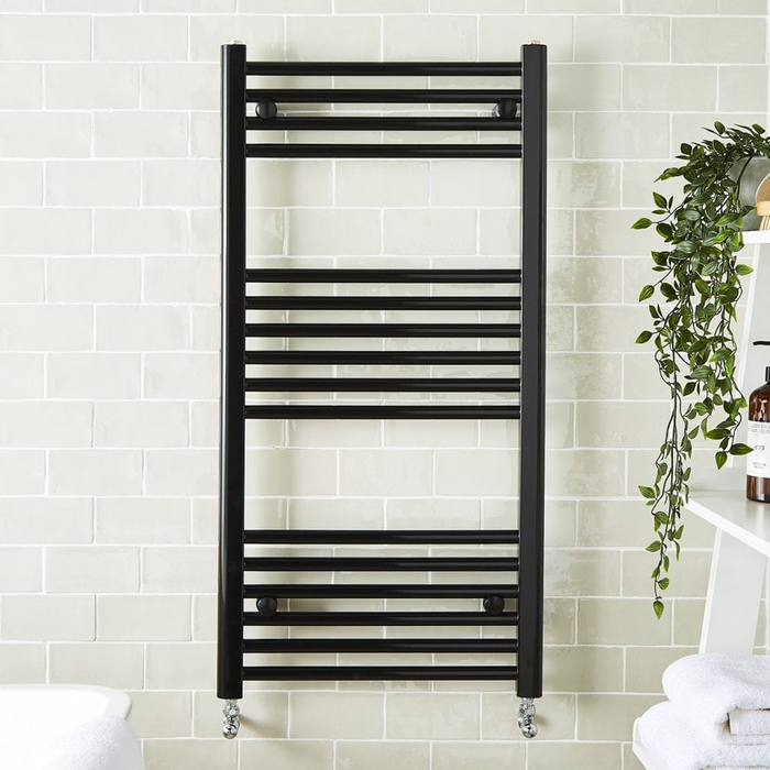 Black Straight Towel Radiator - 1200x500mm