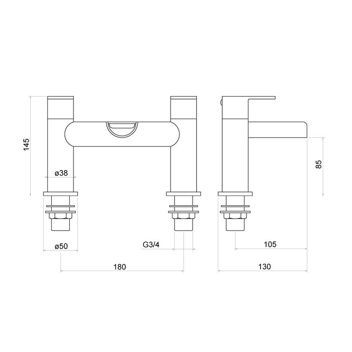 Ganton Two Lever Bath Filler