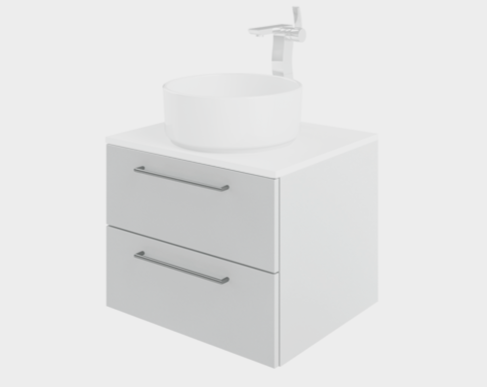 Noir Waterside 600 Bathroom Wall Mounted 2 Drawers Unit Only Gloss White