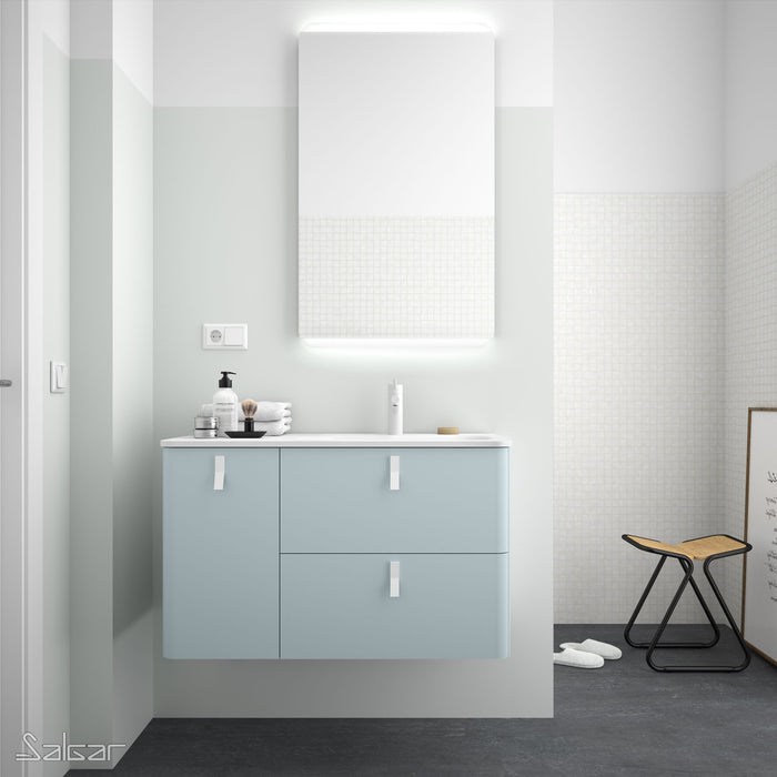 UNIIQ Sketch 900 x 450mm Wall Hung Vanity Unit with Basin - Left Handed Powder Blue