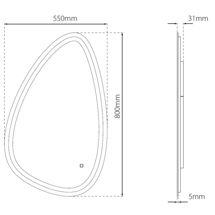 Astrid Mistral Backlit LED Mirror - 550 x 800 x 32mm - Sensio