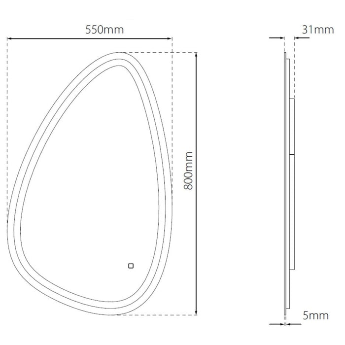Astrid Mistral Backlit LED Mirror - 550 x 800 x 32mm - Sensio