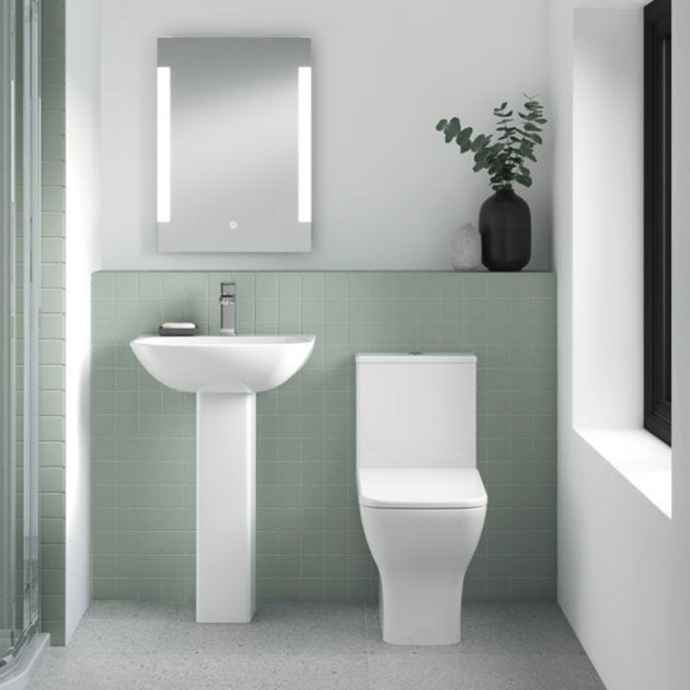 Nuie Ava Close Coupled Rimless Toilet Push Button Cistern - Soft Close Seat
