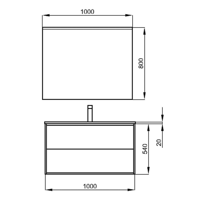 Optimus Noir 1000 Wall Hung Vanity Unit + No Tap Hole Basin - Matt Black