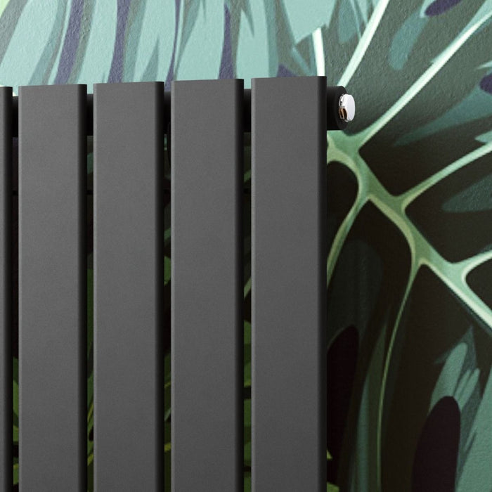 Elle 600 x 600mm Anthracite Single Flat Panel Horizontal Designer Grey Column Radiator