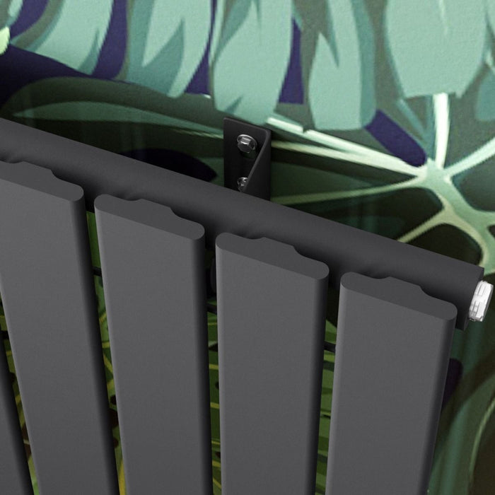 Elle 600 x 600mm Anthracite Single Flat Panel Horizontal Designer Grey Column Radiator