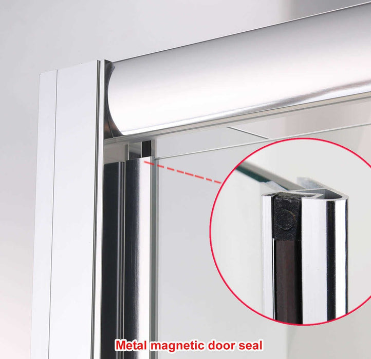 Elle 900 x 760mm Framed Hinged Pivot Shower Enclosure 6mm Tempered Glass Cubicle