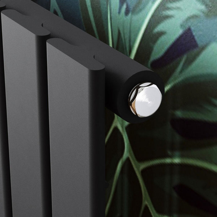 Elle 600 x 1210mm Anthracite Single Flat Panel Horizontal Designer Grey Column Radiator