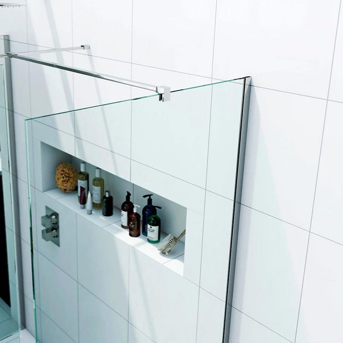 Elle 1200 X 760mm Easy Clean Walk-In Shower Enclosure (Inc Shower Panels + Stone Resin Tray + Waste)