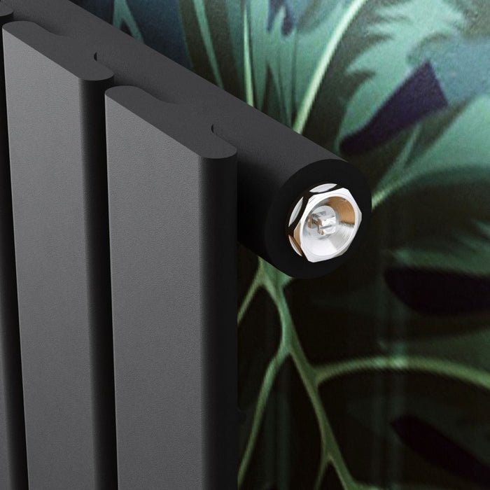 Elle 600 x 600mm Anthracite Single Flat Panel Horizontal Designer Grey Column Radiator