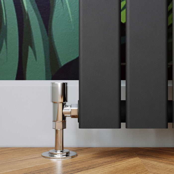 Elle 600 x 600mm Anthracite Single Flat Panel Horizontal Designer Grey Column Radiator