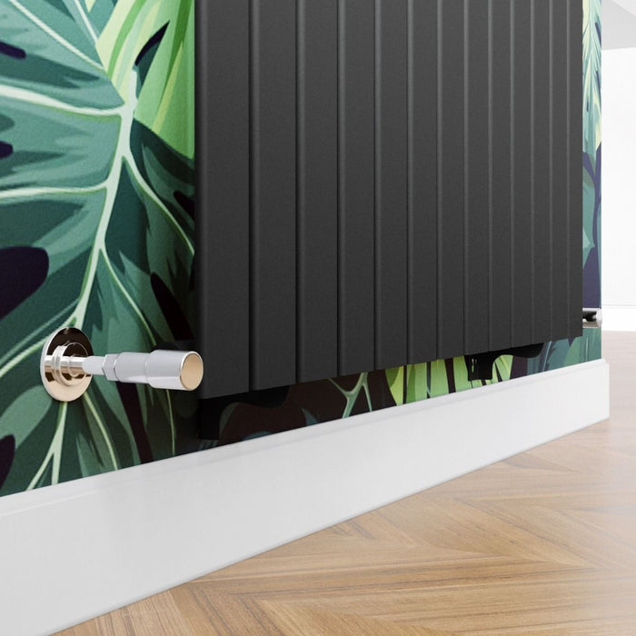 Elle 600 x 600mm Anthracite Single Flat Panel Horizontal Designer Grey Column Radiator