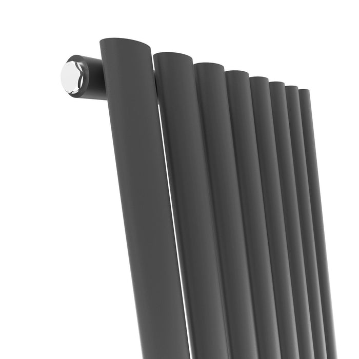 Elle 1800x360 Anthracite Oval Single Panel Slim Designer Radiator Vertical Grey Radiator