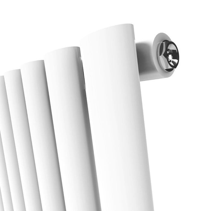 Elle 600 x 590mm White Modern Design Single Oval Panel Horizontal Radiator