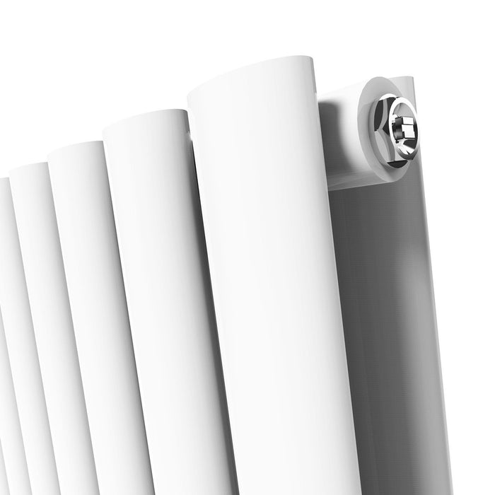 Elle 1800x480mm White Oval Double Panel Designer Radiator Vertical Radiator