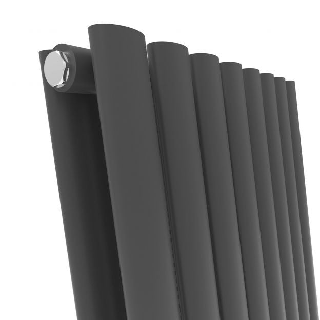 Elle 1800x590mm Anthracite Double Oval Panel Slim Designer Radiator Vertical Grey Radiator