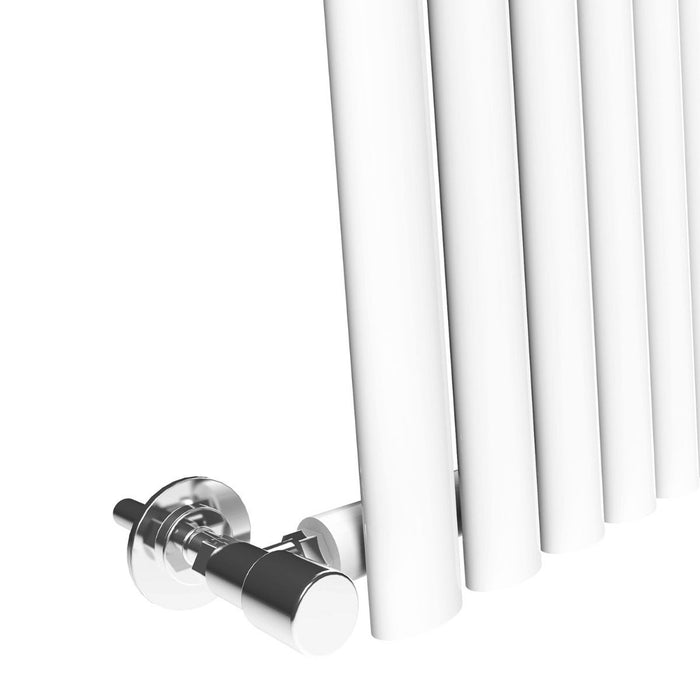 Elle 600 x 590mm White Modern Design Single Oval Panel Horizontal Radiator