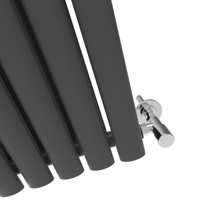 Elle 1800x480mm Anthracite Oval Double Panel Designer Radiator Vertical Grey Radiator