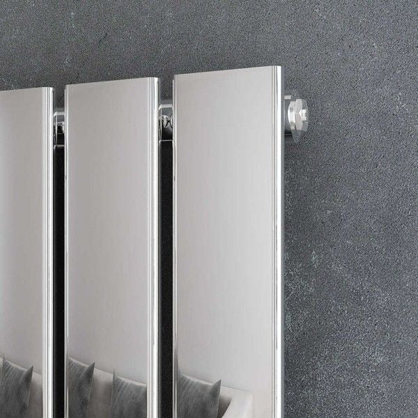 Elle 1600x452mm Designer Chrome Vertical Flat Panel Column Radiator