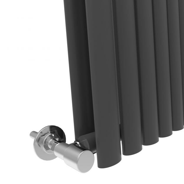 Elle 1800x590mm Anthracite Double Oval Panel Slim Designer Radiator Vertical Grey Radiator