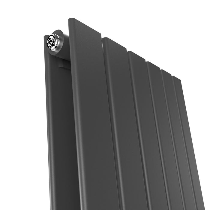 Elle 600 x 1596mm Anthracite Double Flat Panel Horizontal Designer Grey Column Radiator
