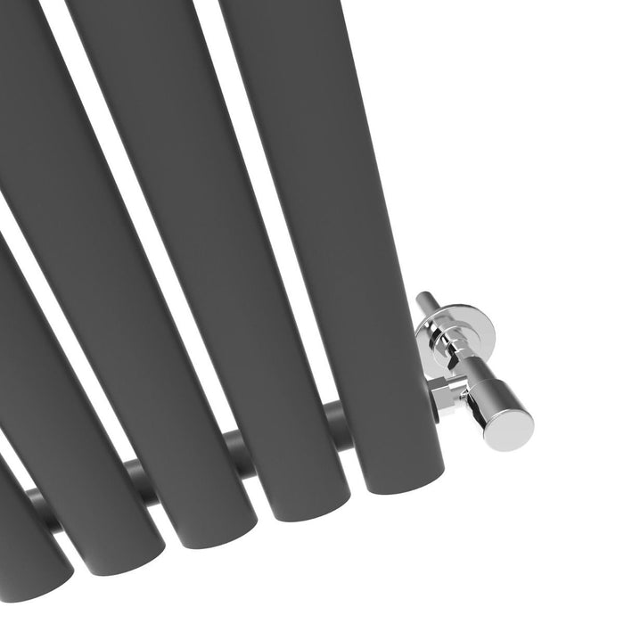 Elle 1800x480mm Anthracite Oval Single Panel Designer Radiator Vertical Grey Radiator
