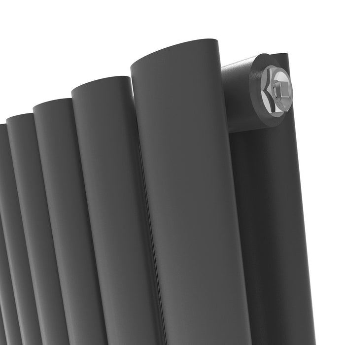 Elle 1800x480mm Anthracite Oval Double Panel Designer Radiator Vertical Grey Radiator