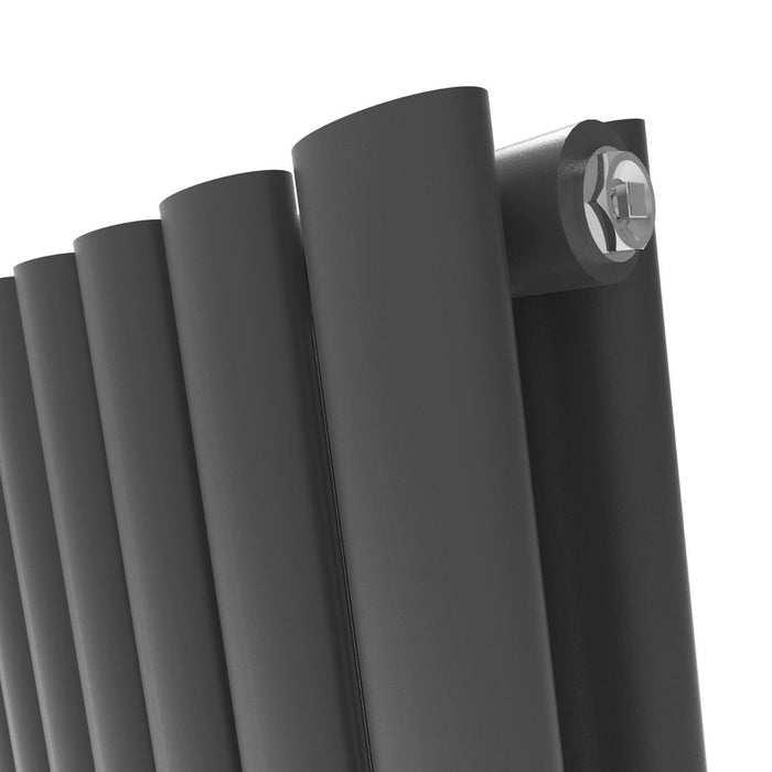 Elle 1800x360 Anthracite Oval Double Panel Slim Designer Radiator Vertical Grey Radiator