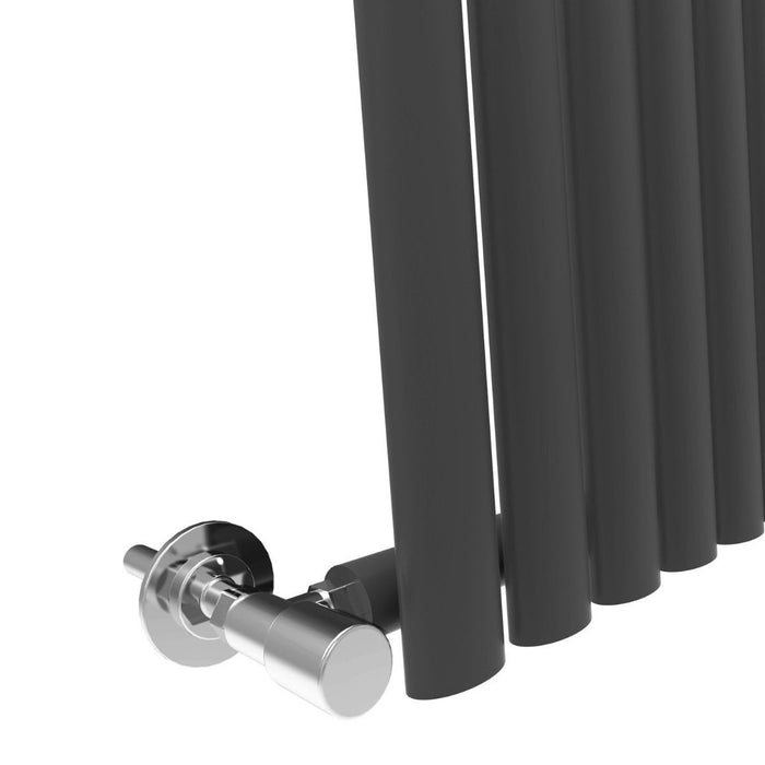 Elle 1800x480mm Anthracite Oval Single Panel Designer Radiator Vertical Grey Radiator