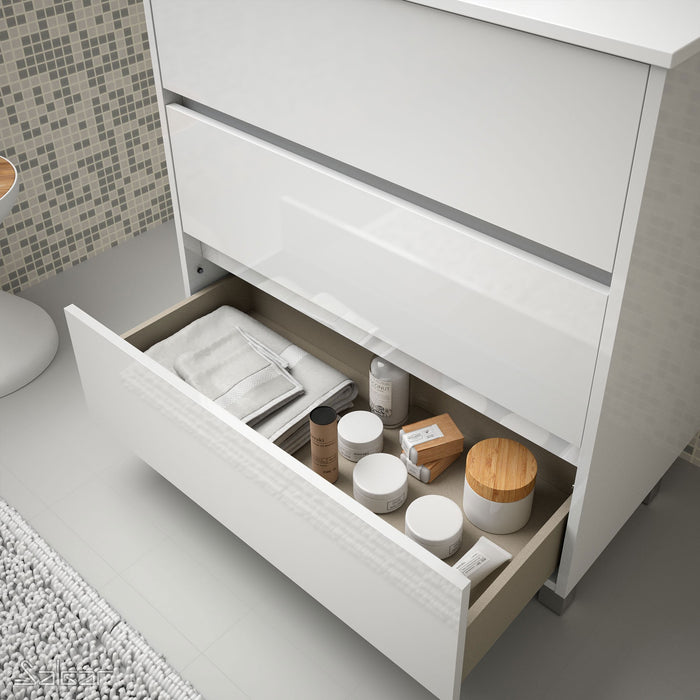 Arenys 800mm Gloss White Floorstanding Vanity Unit + Basin