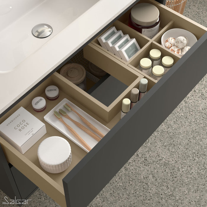 Optimus Noir 1000 Wall Hung Vanity Unit + Basin - Matt Black