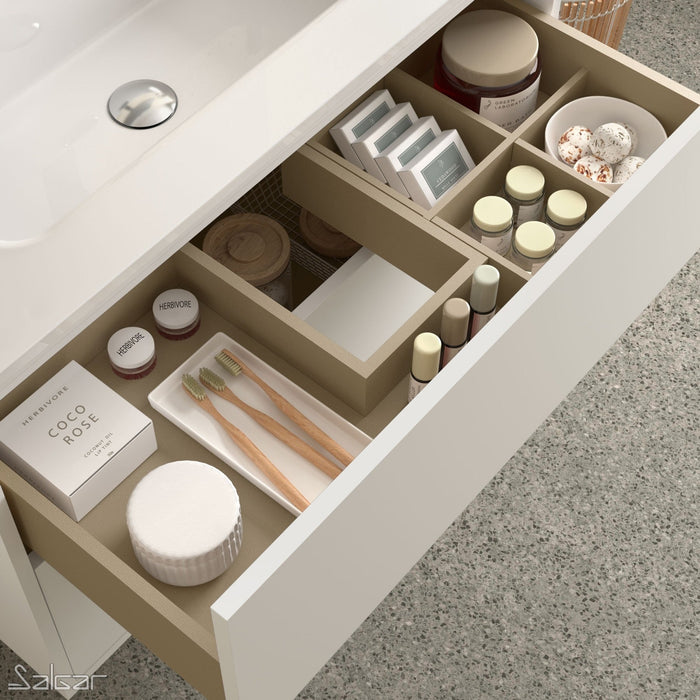 Optimus 1000 Wall Hung Vanity Unit + No Tap Hole Basin - Matt White