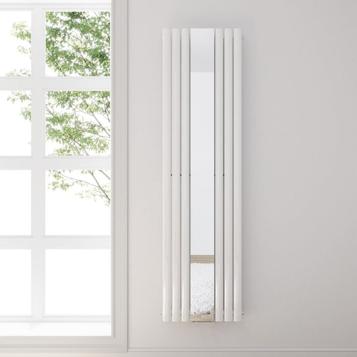 Elle White 1800x500mm Vertical Oval Single Panel Mirror Radiator