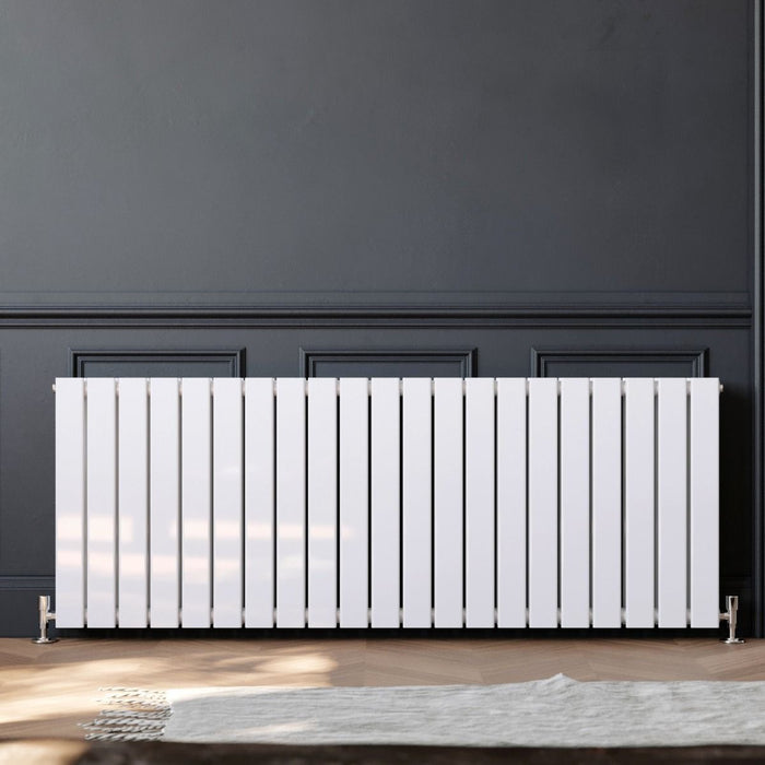 Elle 600 x 1596mm White Double Flat Panel Horizontal Designer Column Radiator