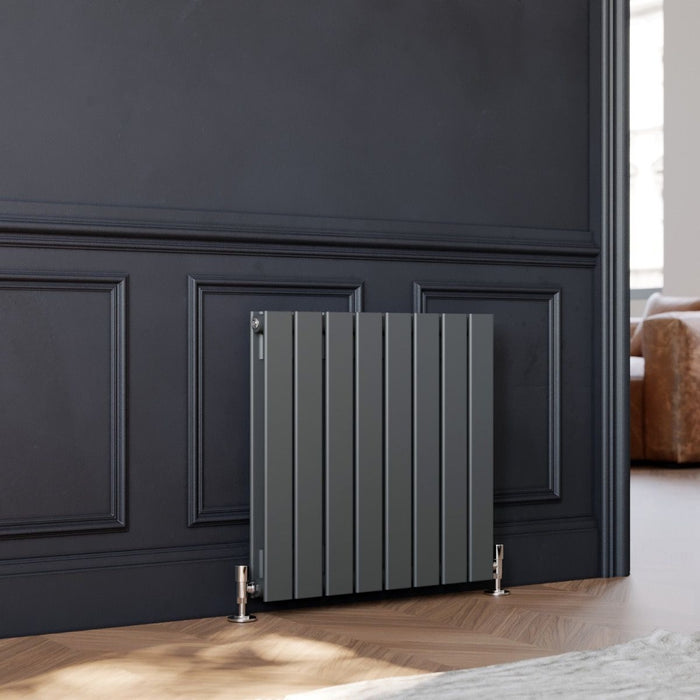 Elle 600 x 600mm Anthracite Double Flat Panel Horizontal Designer Grey Column Radiator
