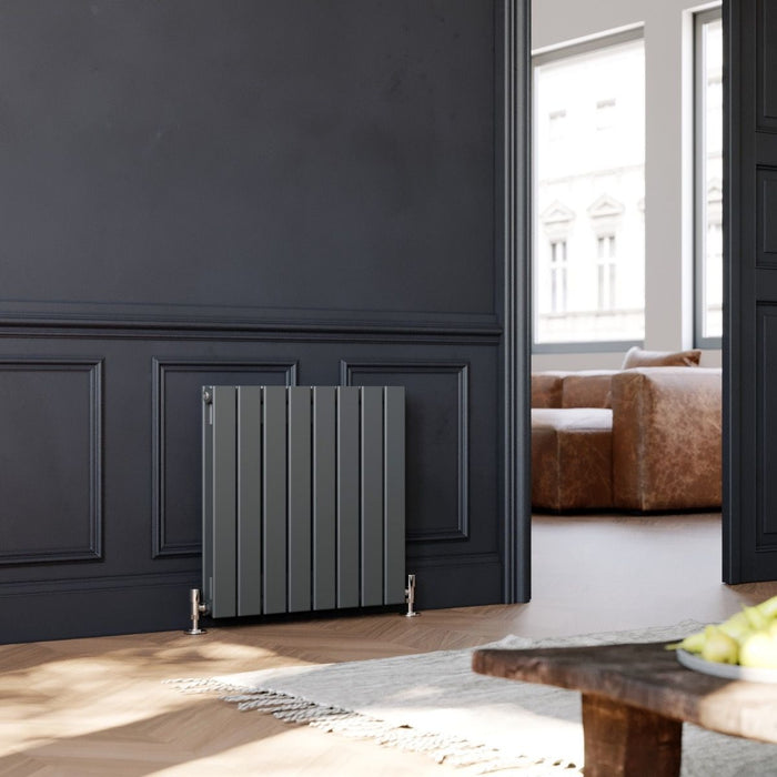Elle 600 x 600mm Anthracite Double Flat Panel Horizontal Designer Grey Column Radiator