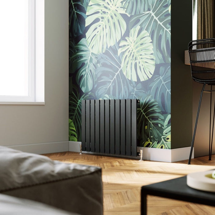Elle 600 x 836mm Anthracite Single Flat Panel Horizontal Designer Grey Column Radiator